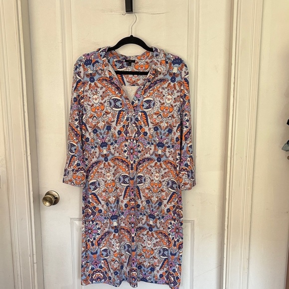 Talbots Dresses & Skirts - Talbots Floral Long Sleeve Dress - Orange and Blue- LP